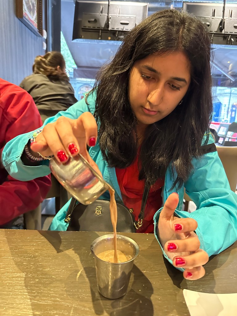 Cennai filter coffee at Saravana Bhavan