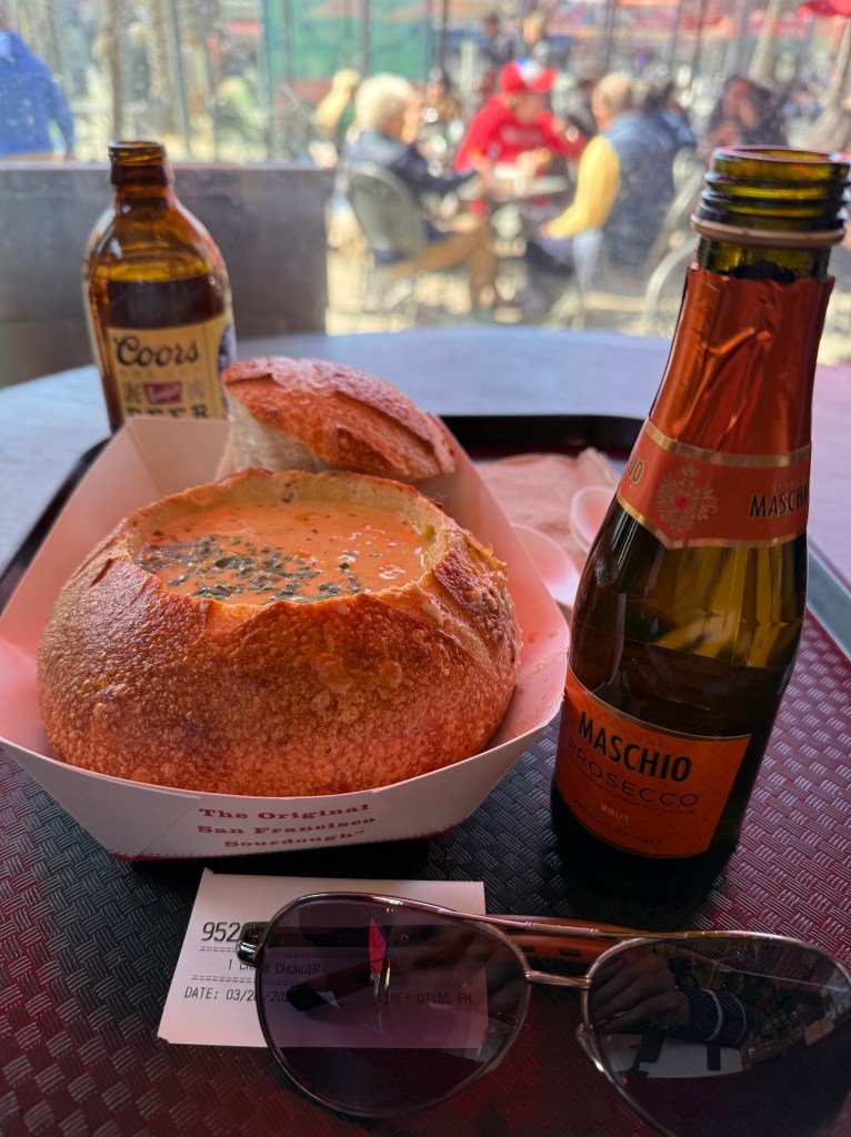 Crab chowder at Fishermen's Wharf!