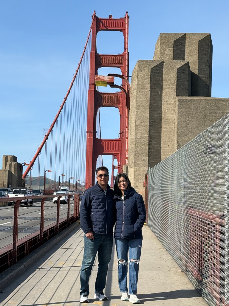 Walking on the bridge